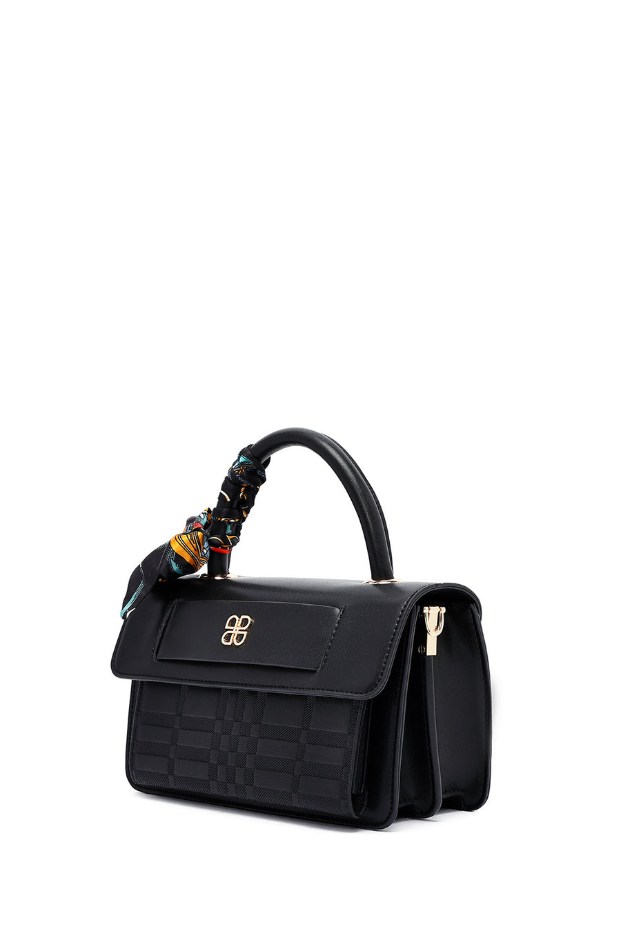 Woman Black Long-Strap Printed Crossbody Bag
