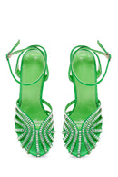 Women's Green Stone Thin Heel Sandals | Derimod