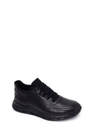 Erkek Siyah Bağcıklı Deri Casual Sneaker | Derimod