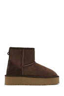 Women's Brown Thick Sole Suede Leather Boots | Derimod
