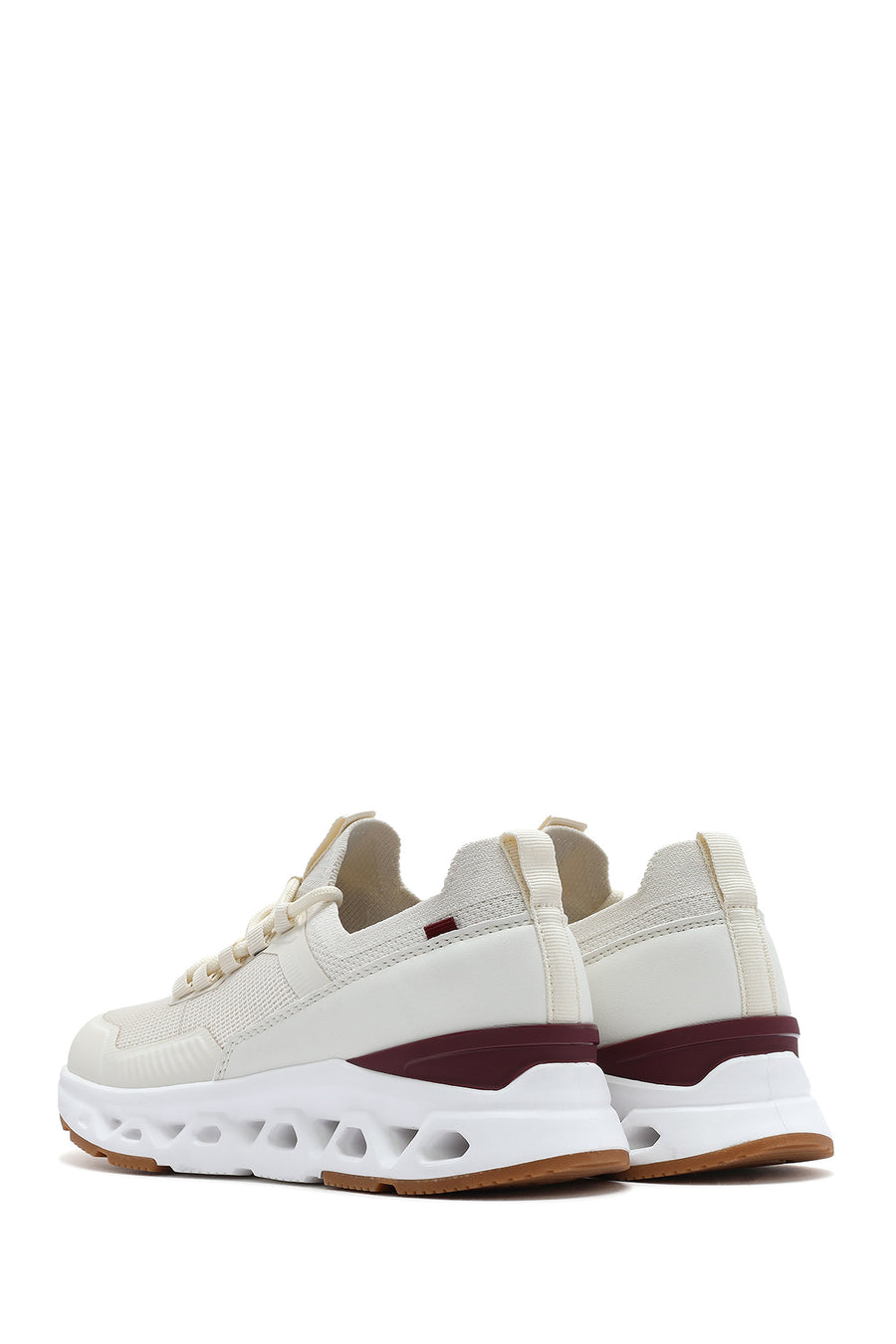 Derimod Zero Women's Cream Laced Fabric Sneakers