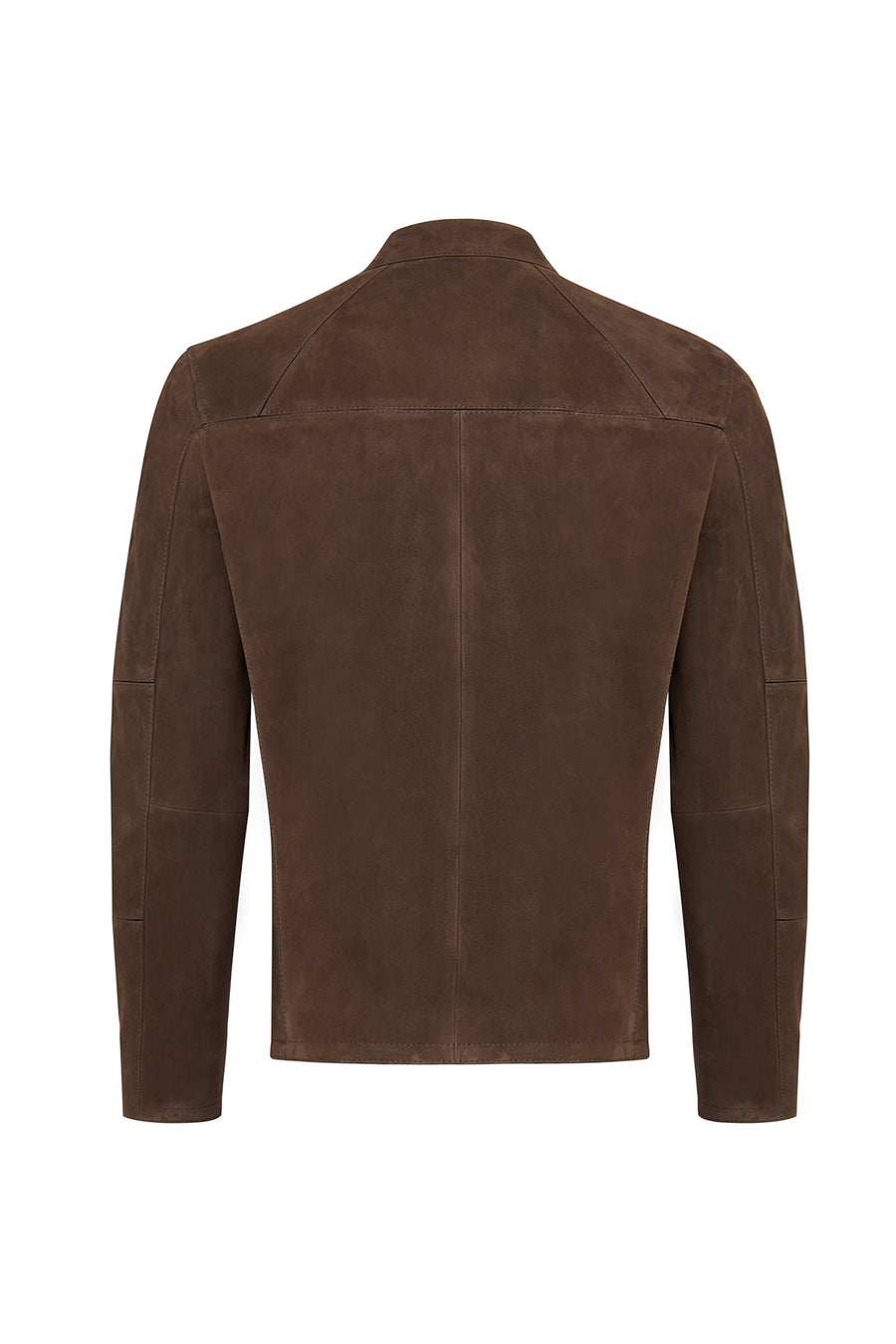 Neymar Men's Chestnut Man Collar Slim-Fit Suede Leather Jacket