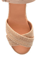 Women's Wedge Heeled Straw Sandals | Derimod