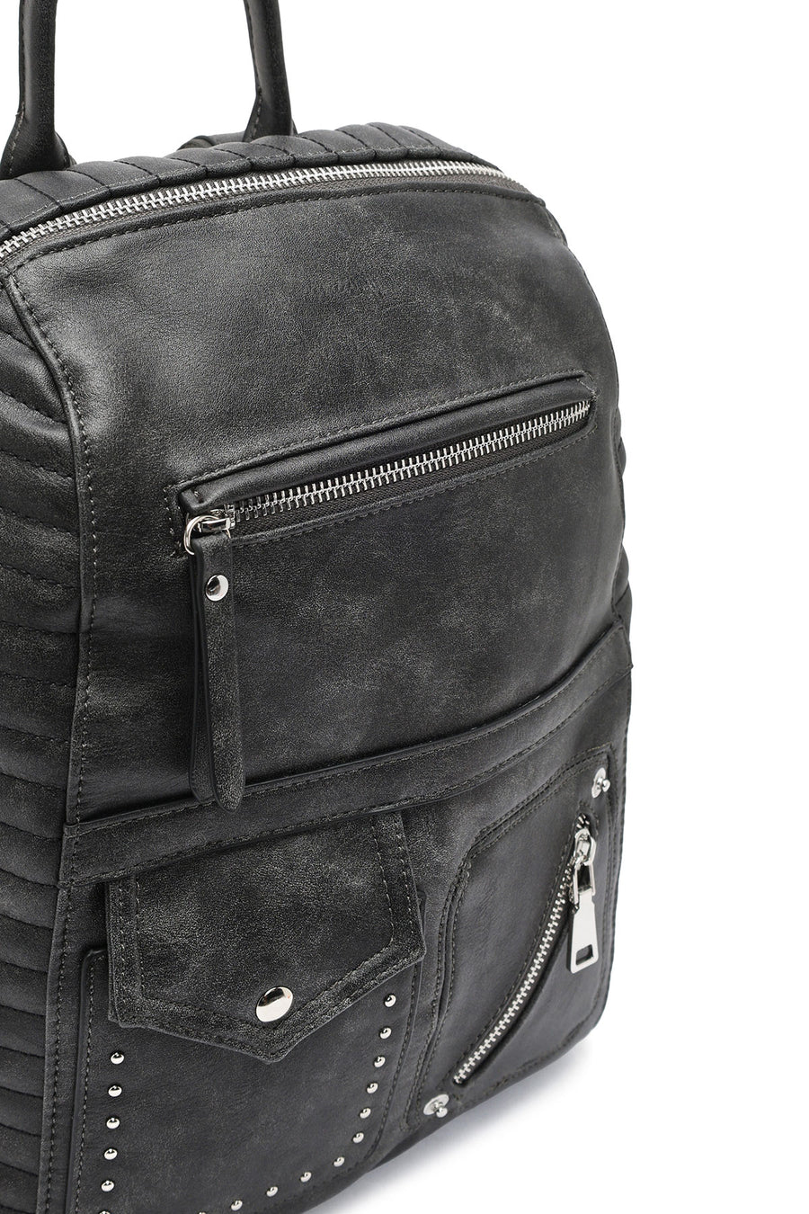 Women's Gray Metal Detailed Backpack