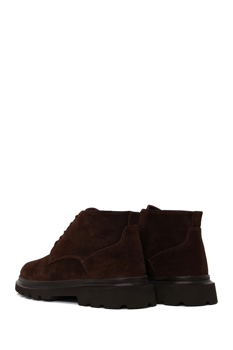 Male Brown Lace-up Thick-Soled Suede Casual Boots