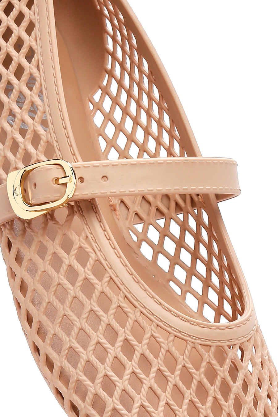 Women's Beige Buckled Jelly Ballerinas