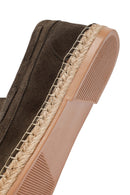 Men's Khaki Lace-Up Suede Leather Espadrilles | Derimod