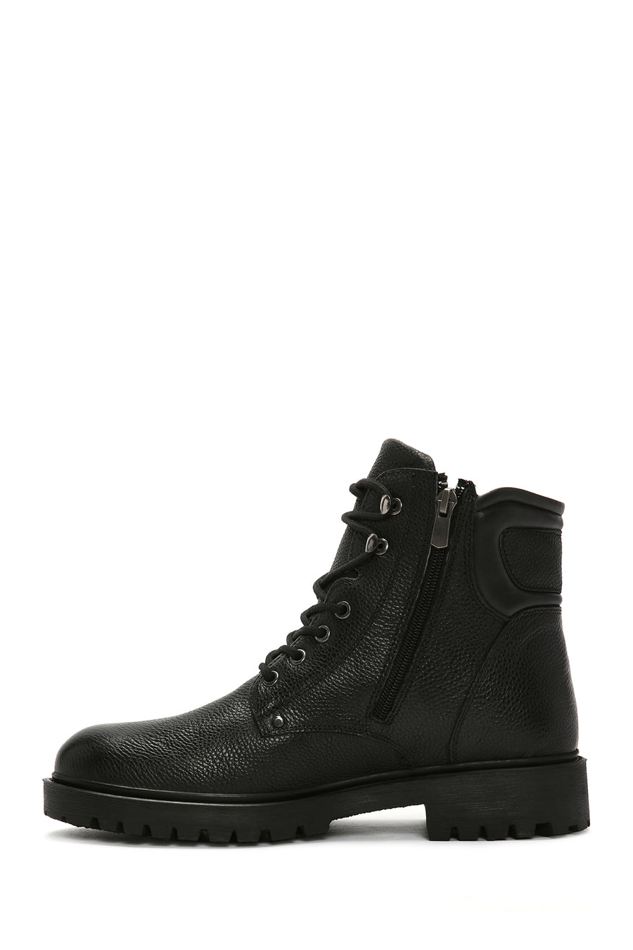Men's Black Leather Zippered Casual Boots
