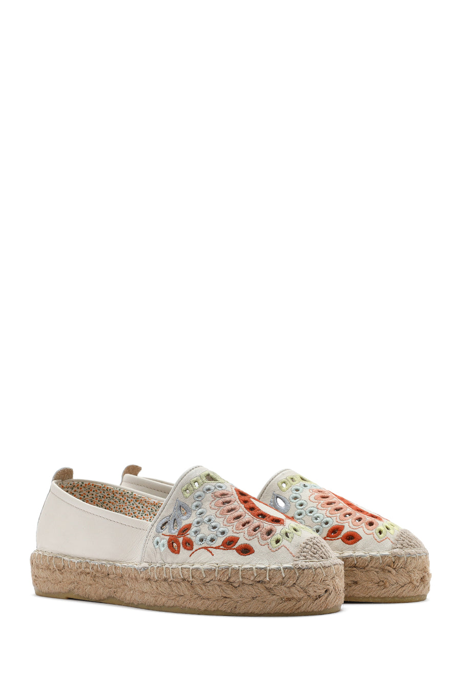 Women's Beige Patterned Leather Espadrilles