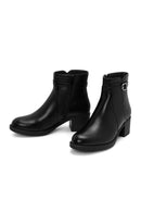 Women's Black Zippered Chunky Heel Boots | Derimod