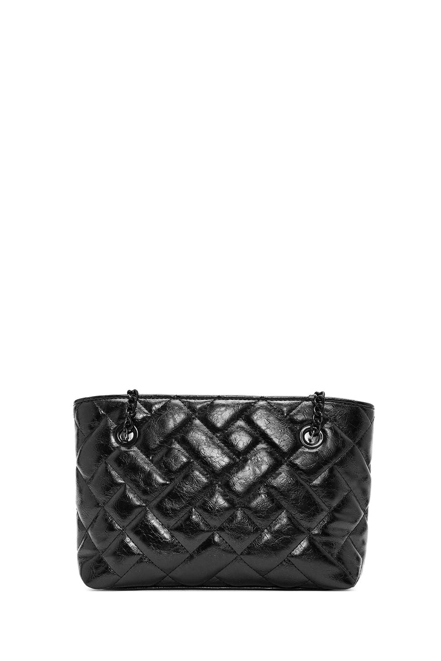 Women's Black Long Chain Strap Quilted Shoulder Bag