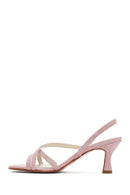 Women's Pink Strappy Thin Heel Leather Sandals | Derimod