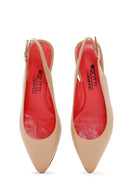 Derimod Gritti Women's Beige Open Back Short Thick Heeled Leather Shoes | Derimod