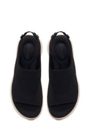 Women's Black Strapped Thick-Soled Fabric Comfort Sandals | Derimod