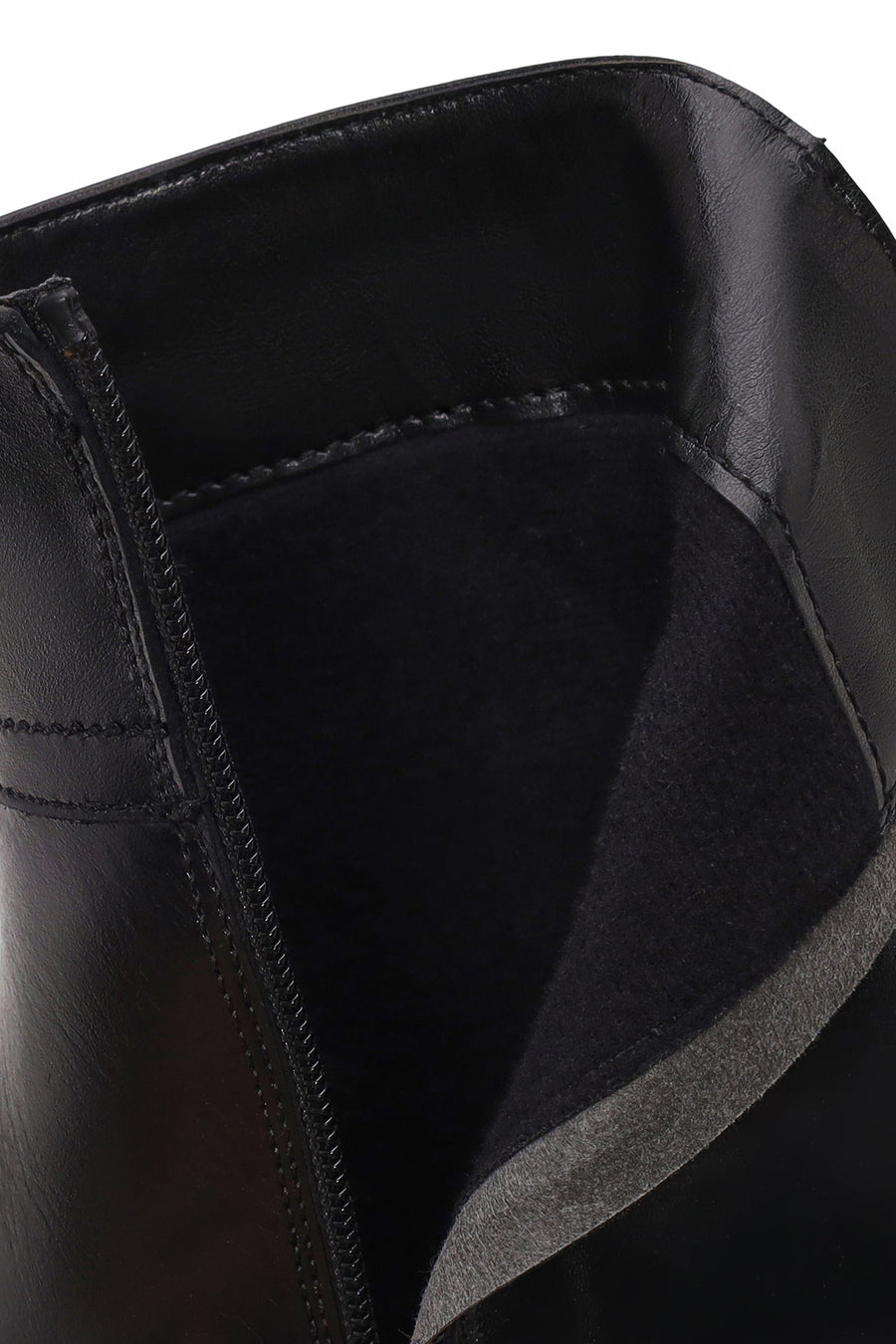 Woman Black Zip Closure Thick-Soled Leather Casual Boots