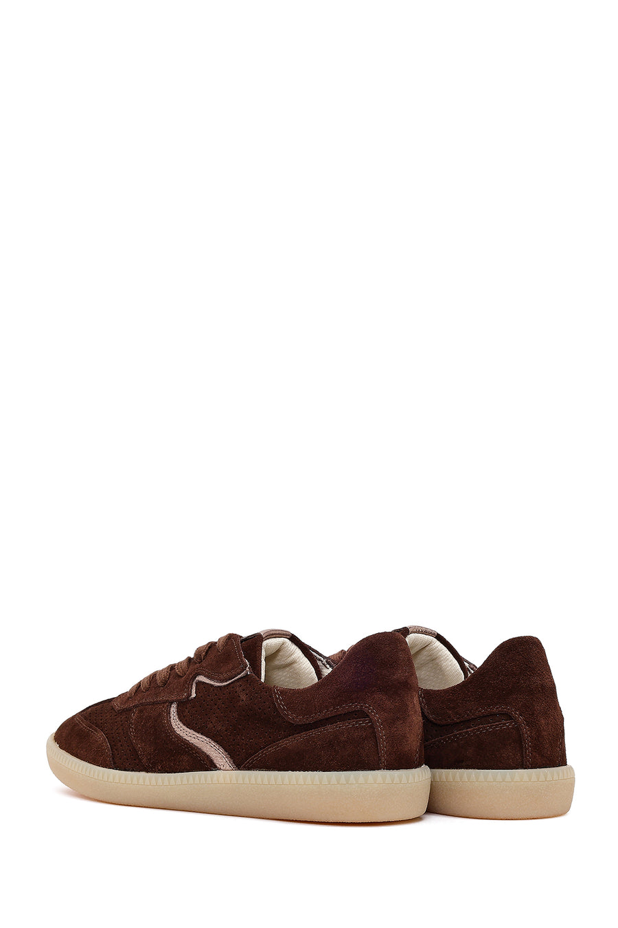Women's Brown Lace-up Suede Leather Sneaker