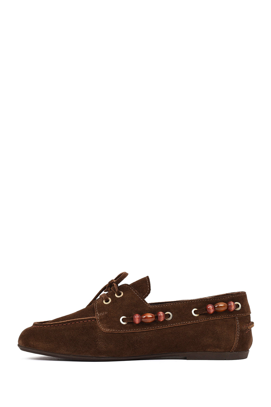 Women's Brown Suede Leather Loafer with Accessory Details