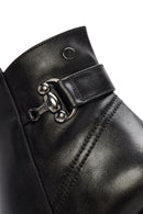 Women's Black Zippered Thick Heeled Leather Boots | Derimod