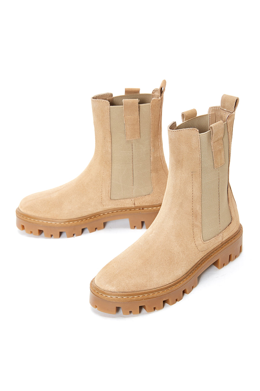 Women's Beige Suede Leather Chelsea Boots