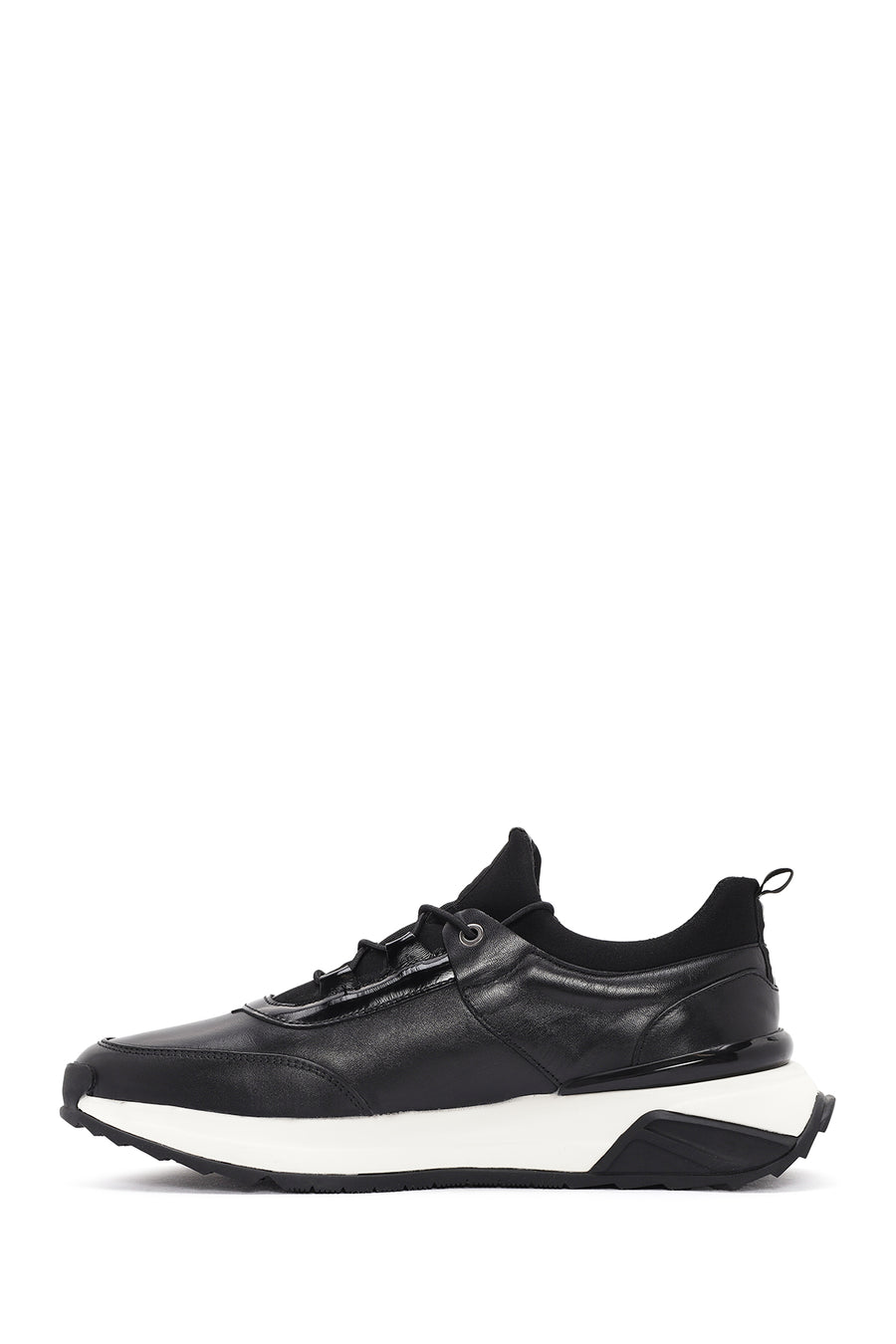 Men's Black Lace-up Leather Sneaker