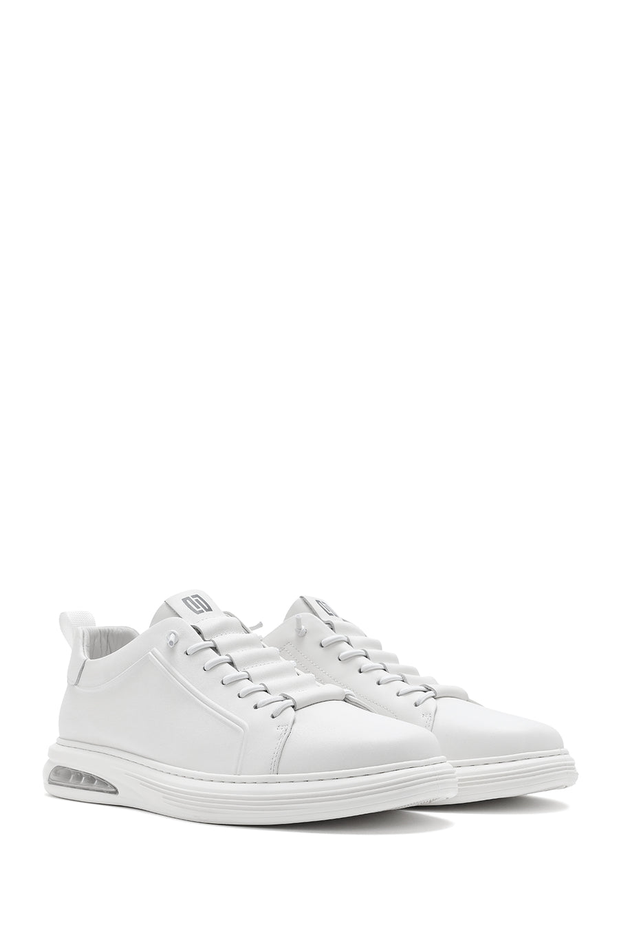 Men's White Lace-up Leather Sneaker