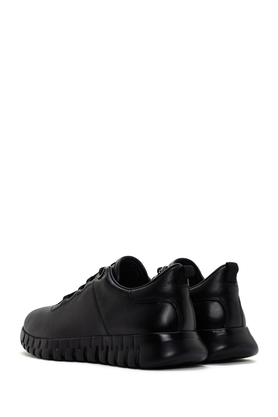 Men's Black Lace-up Leather Sneaker