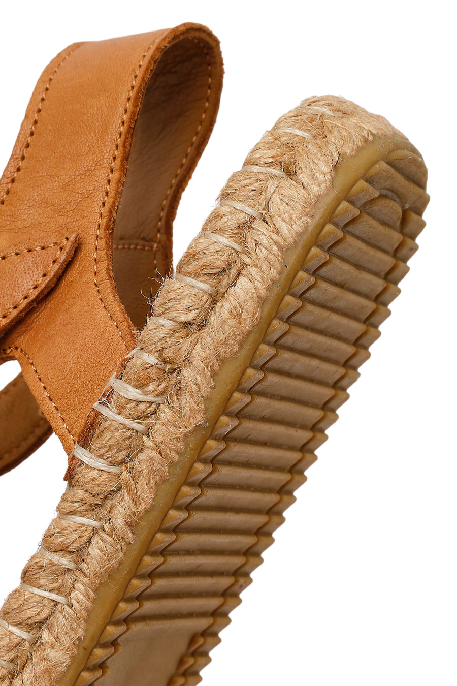 Woman Tan Ankle-Strap Buckled Leather Espadrilles Sandal