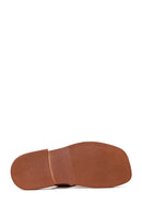 Women's Tan Leather Comfort Slippers | Derimod