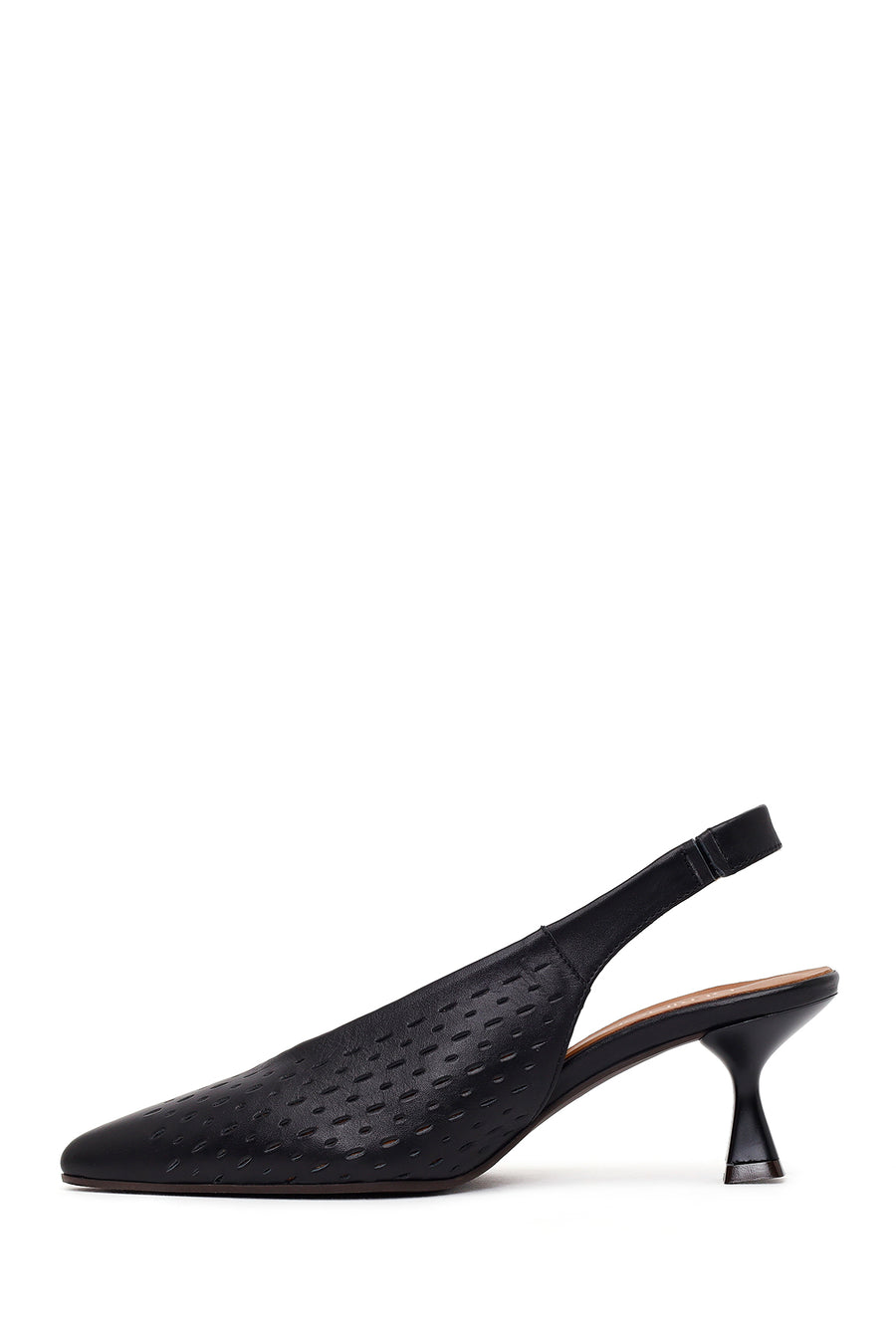 Woman Black Backless Low-Heeled Leather Shoes