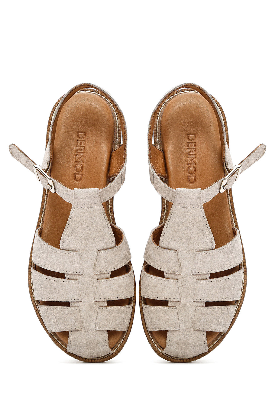 Women's Mink Suede Leather Sandals with Buckle Ankle