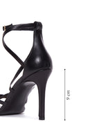 Women's Black Leather Heeled Sandals | Derimod
