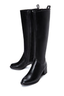 Women's Black Zippered Chunky Heel Boots | Derimod