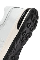 Men's White Lace-up Thick-Sole Leather Sneaker | Derimod