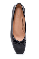 Women's Leather Bow Ballerina Ballet | Derimod