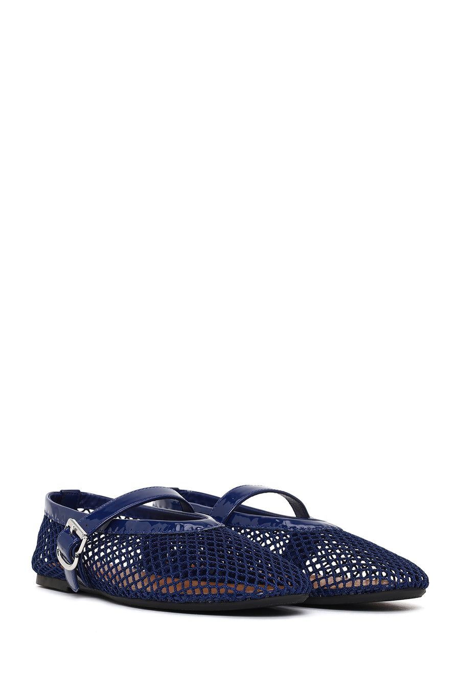 Woman Navy Mesh Ballerine Shoes