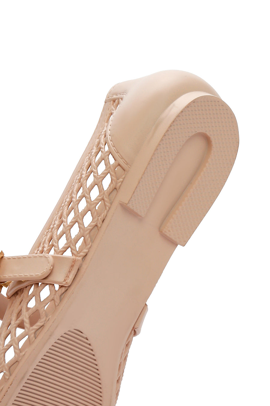 Women's Beige Buckled Jelly Ballerinas