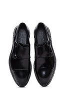 Men's Black Double Buckle Leather Casual Shoes | Derimod