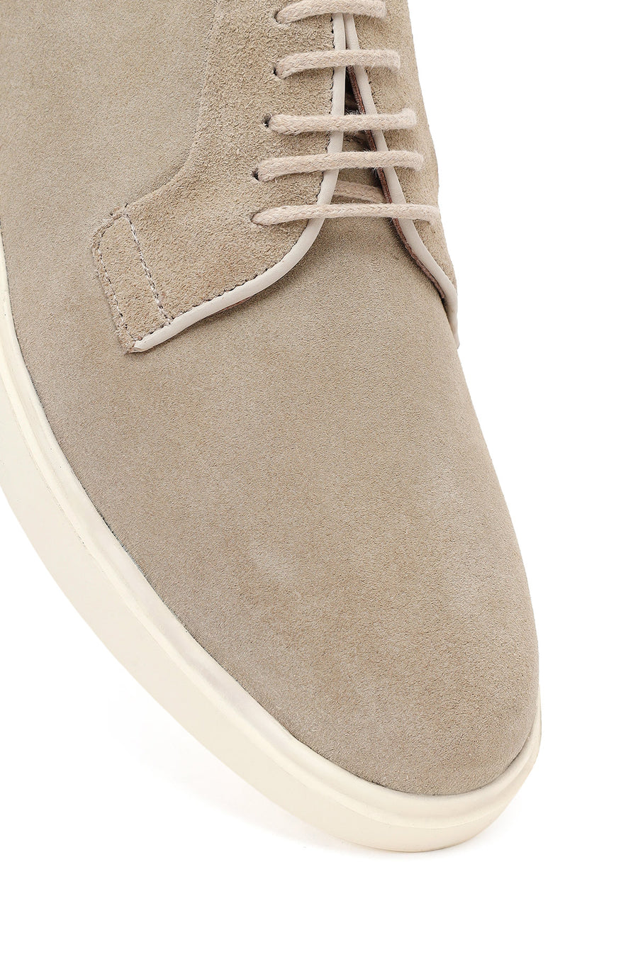 Men's Beige Lace-up Suede Leather Casual Shoes