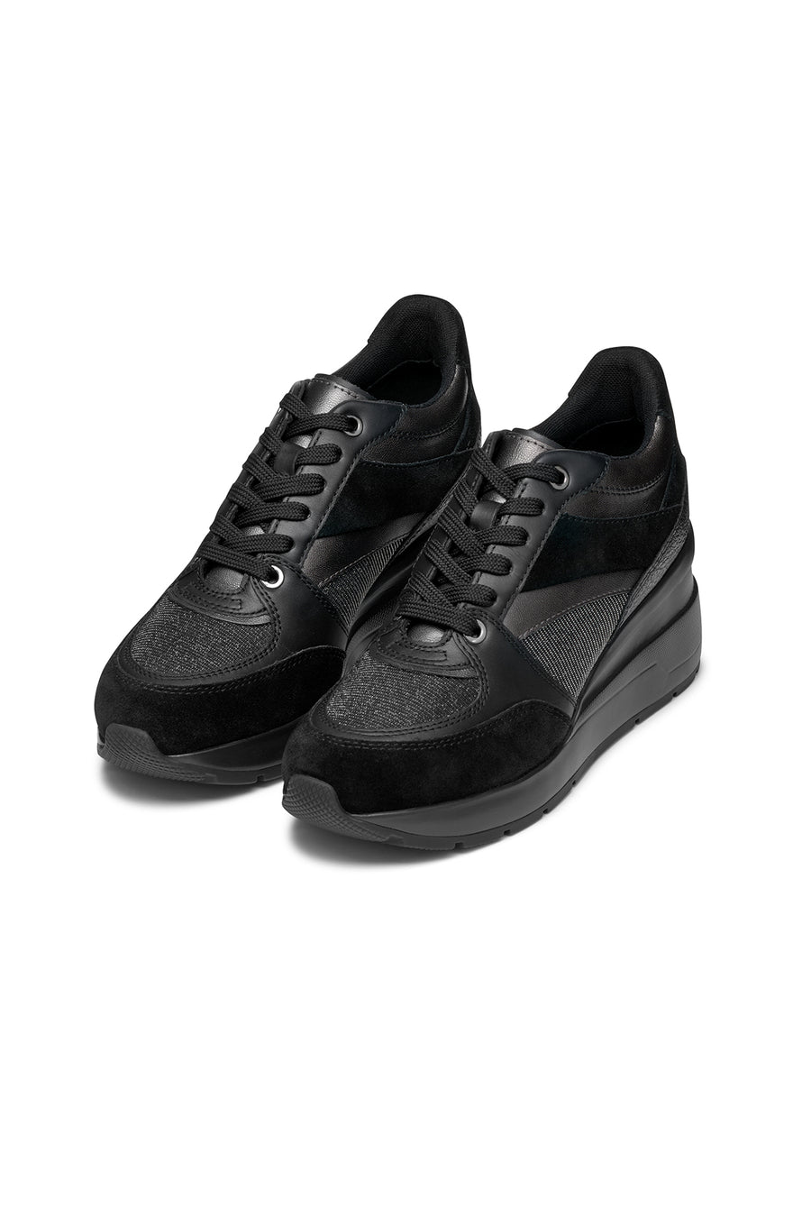 Geox Kadın Siyah D Zosma Bağcıklı Dolgu Topuklu Deri Sneaker