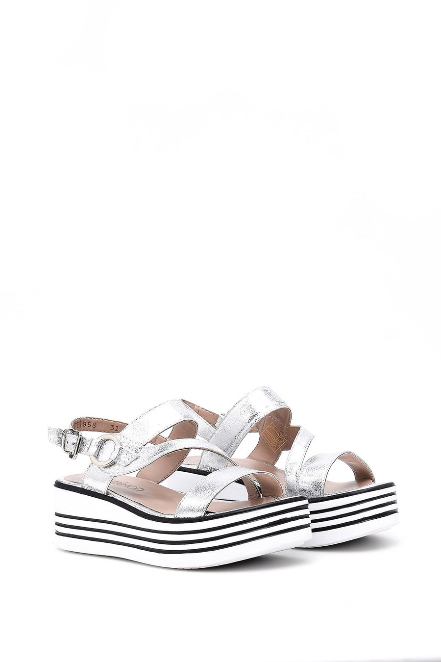 Women's Silver Wedge Heeled Sandals