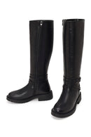 Woman Black Zip Closure Leather Boots | Derimod