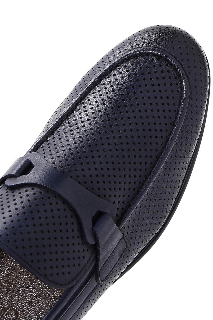 Erkek Lacivert Deri Baskılı Klasik Loafer