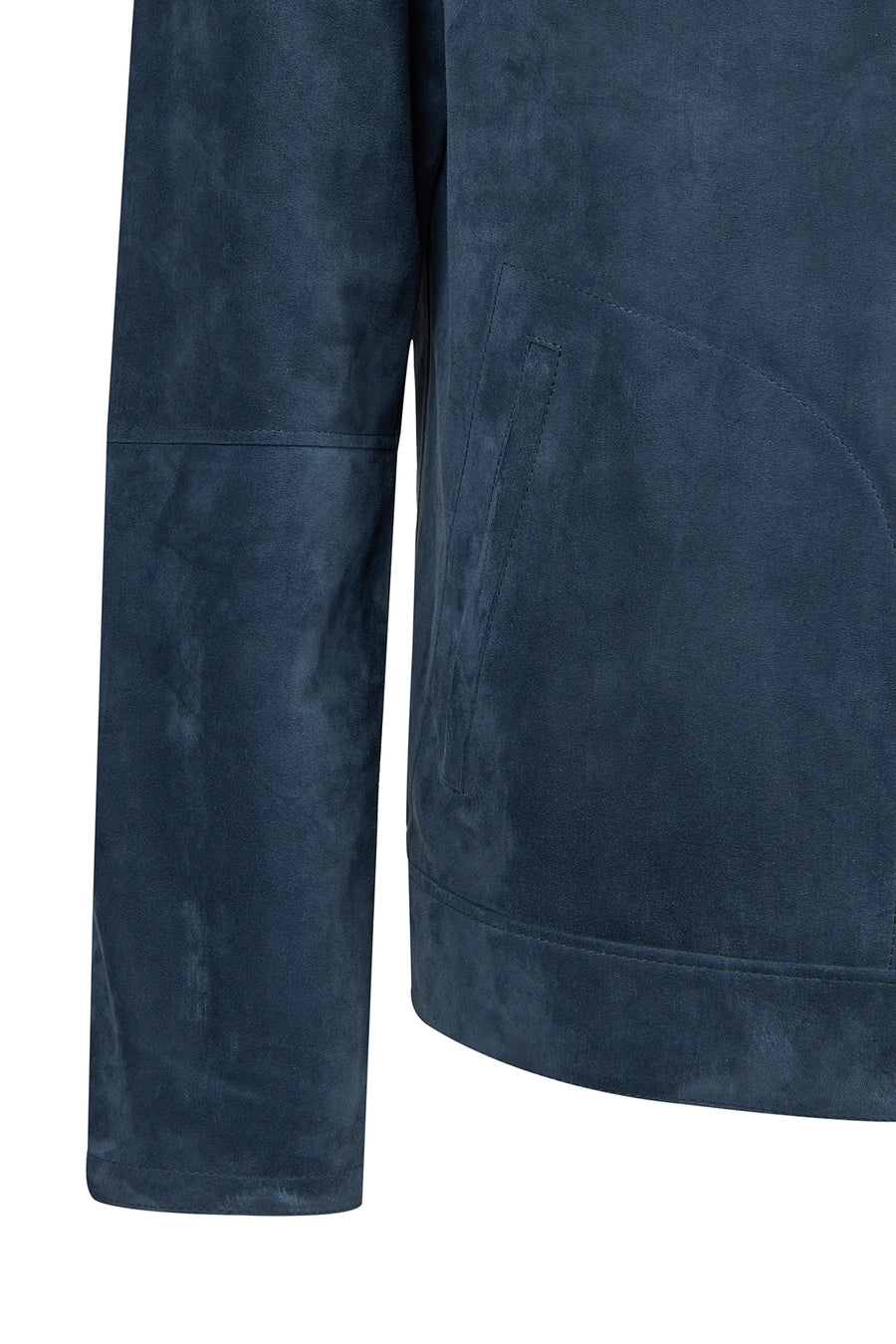 Clint Male Navy Mandarin Collar Reversible Suede Leather Jacket