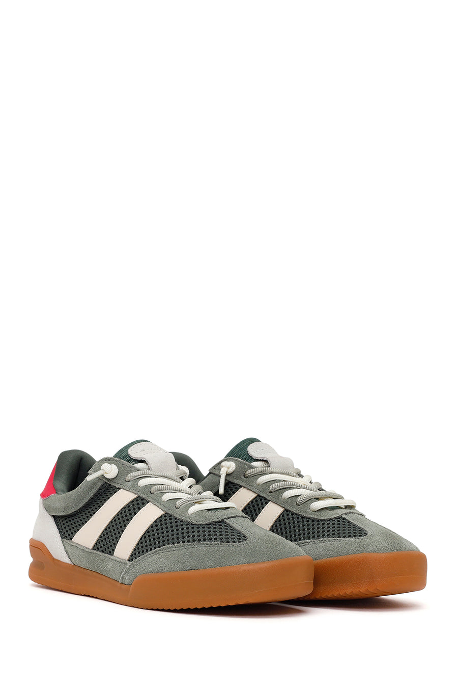 Women's Green Lace-up Leather Sneaker