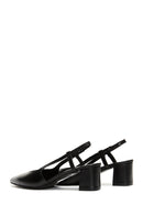 Women's Black Open-Back Heeled Leather Shoes | Derimod