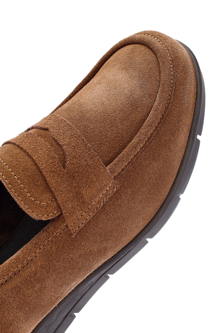 Kadın Taba Dolgu Topuklu Süet Deri Comfort Loafer