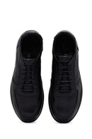 Women's Black Thick Sole Leather Casual Sneaker | Derimod