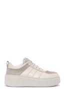 Women's Beige Leather Thick Soled Sneaker | Derimod