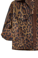 Valenza Women's Brown Leopard Patterned Leather Jacket | Derimod