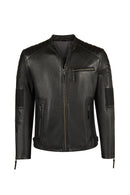 Lavine Male Black Slim-Fit Leather Jacket | Derimod
